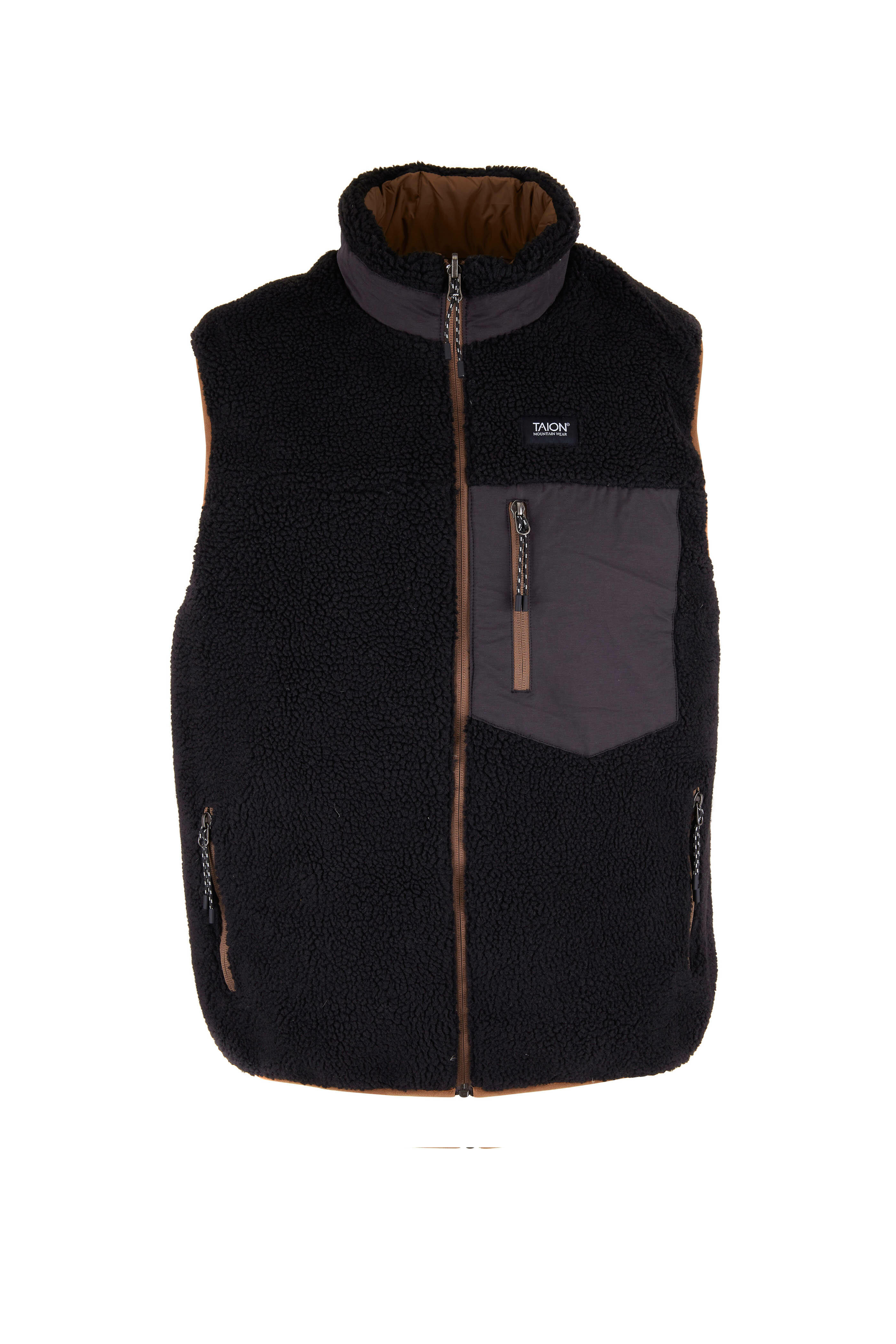 Taion - Light Brown & Black Reversible Sherpa Vest