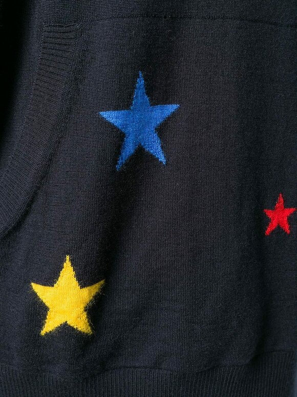 Chinti & Parker - Navy Multicolor Star Cashmere Hoodie