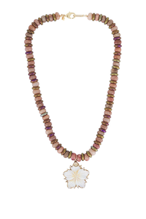 Cristina V. Brown Opal & Mother of Pearl Flower Necklace - view 1