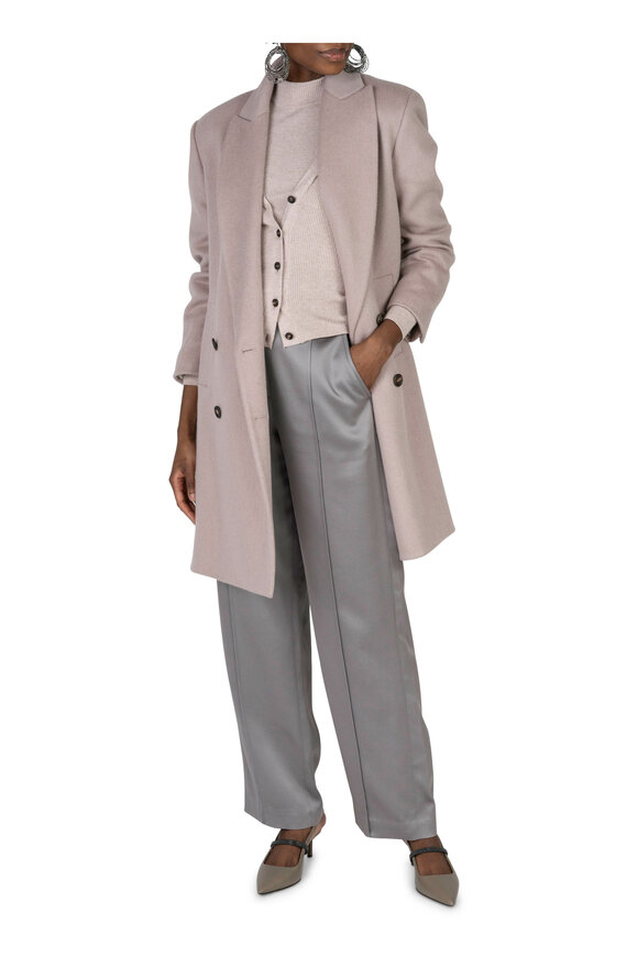 Brunello Cucinelli - Dusty Rose Cashmere Double-Breasted Coat 