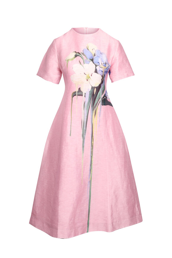 Leo Lin Caroline Pastel Pink Bouquet Midi Dress - view 1