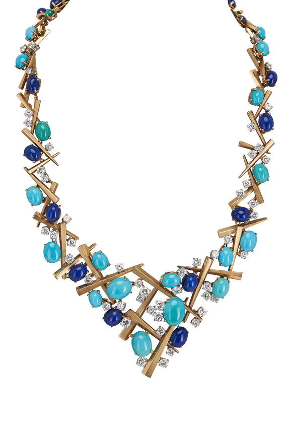 Estate Jewelry Lapis & Turquoise Necklace