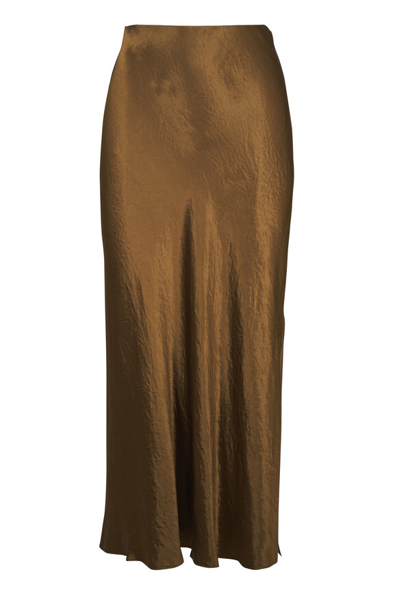 Vince Moss Green Satin Slip Skirt - view 1