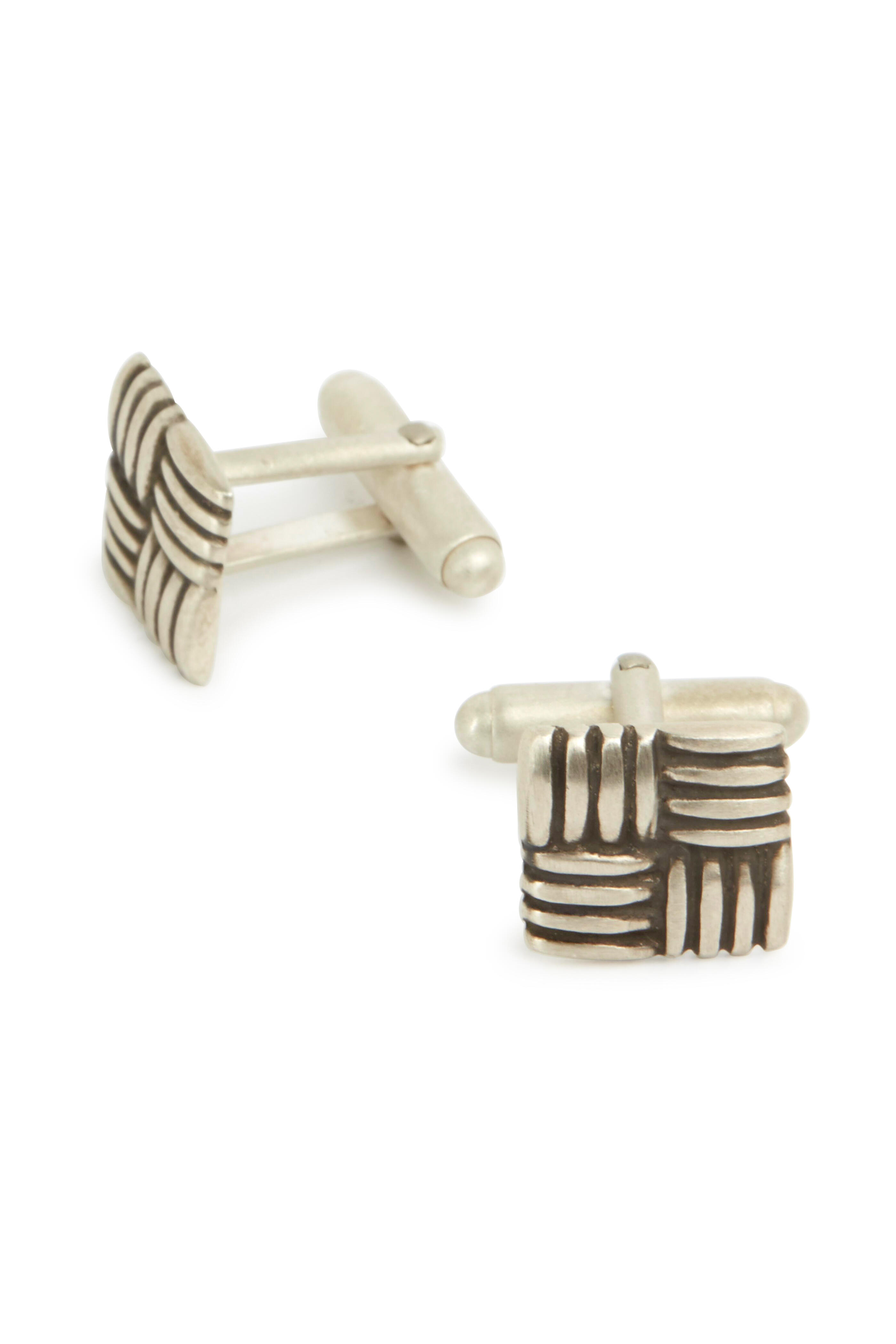 Catherine M. Zadeh - Sterling Silver Square Basket Weave Cuff Links