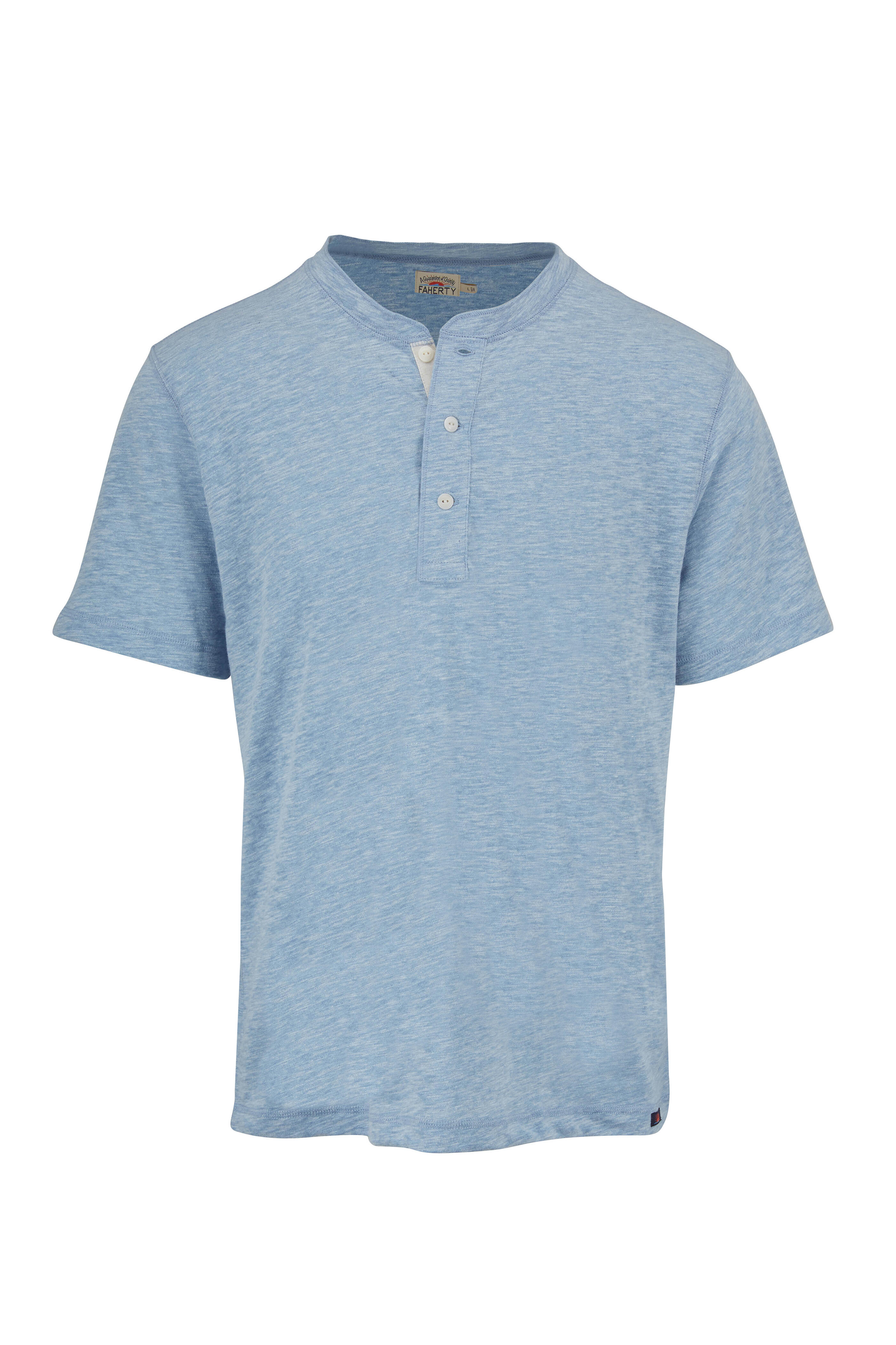 Faherty Brand - Heathered Faded Denim Short Sleeve Henley