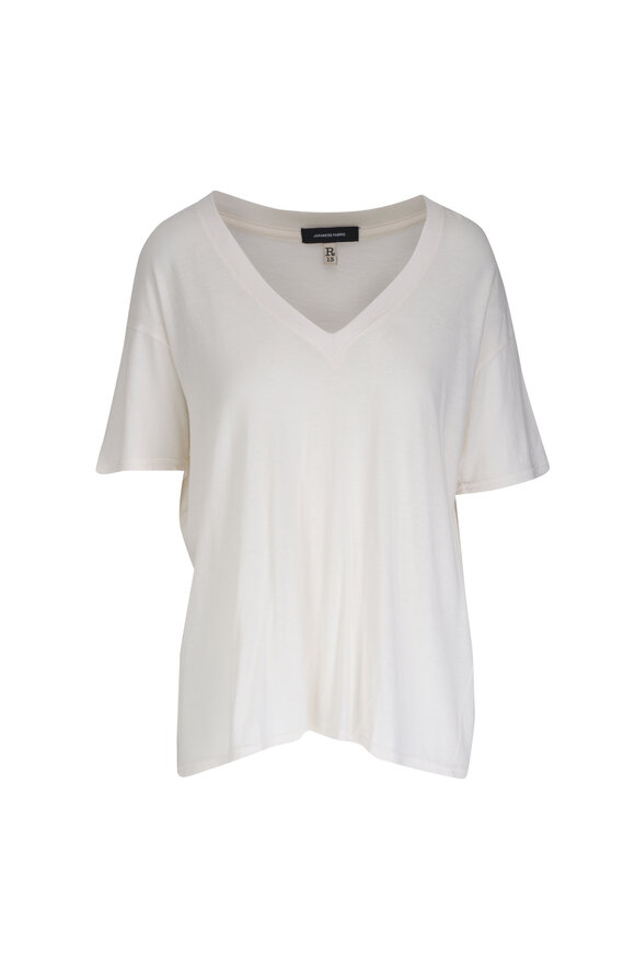 R13 - White Cotton & Cashmere T-Shirt