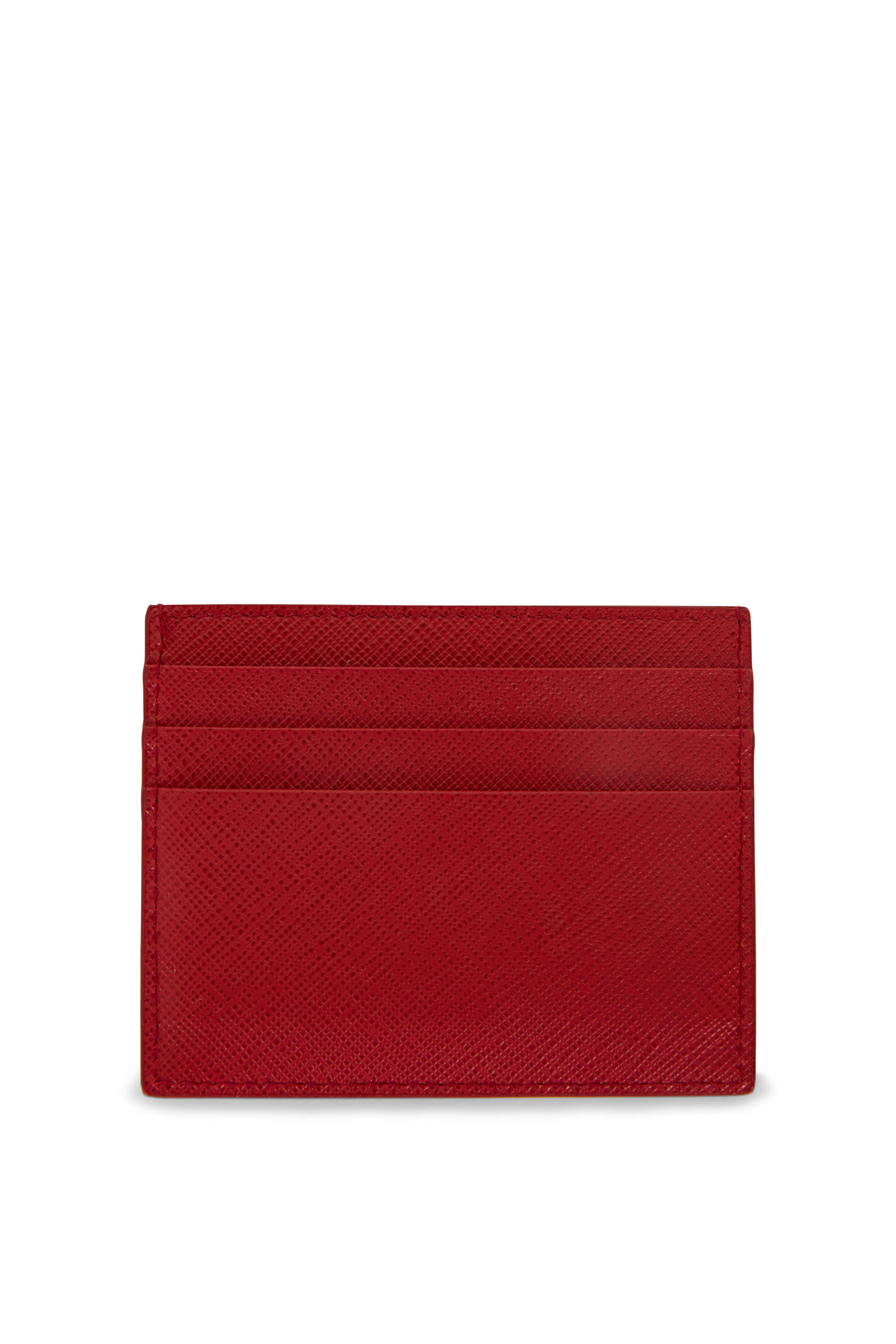 LEATHER CARDHOLDER WITH CHAIN LINK STRAP in red
