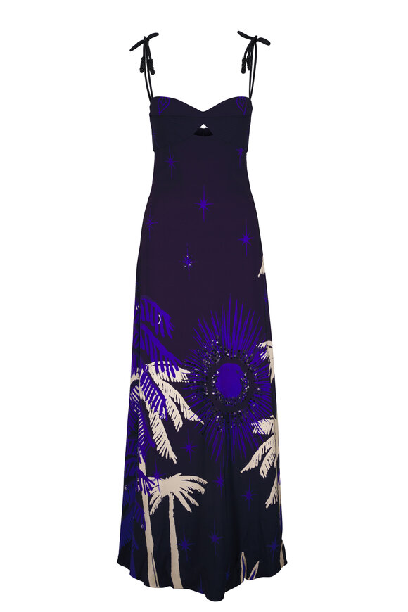 Johanna Ortiz Dancing With The Shadows Navy & Ecru Maxi Dress
