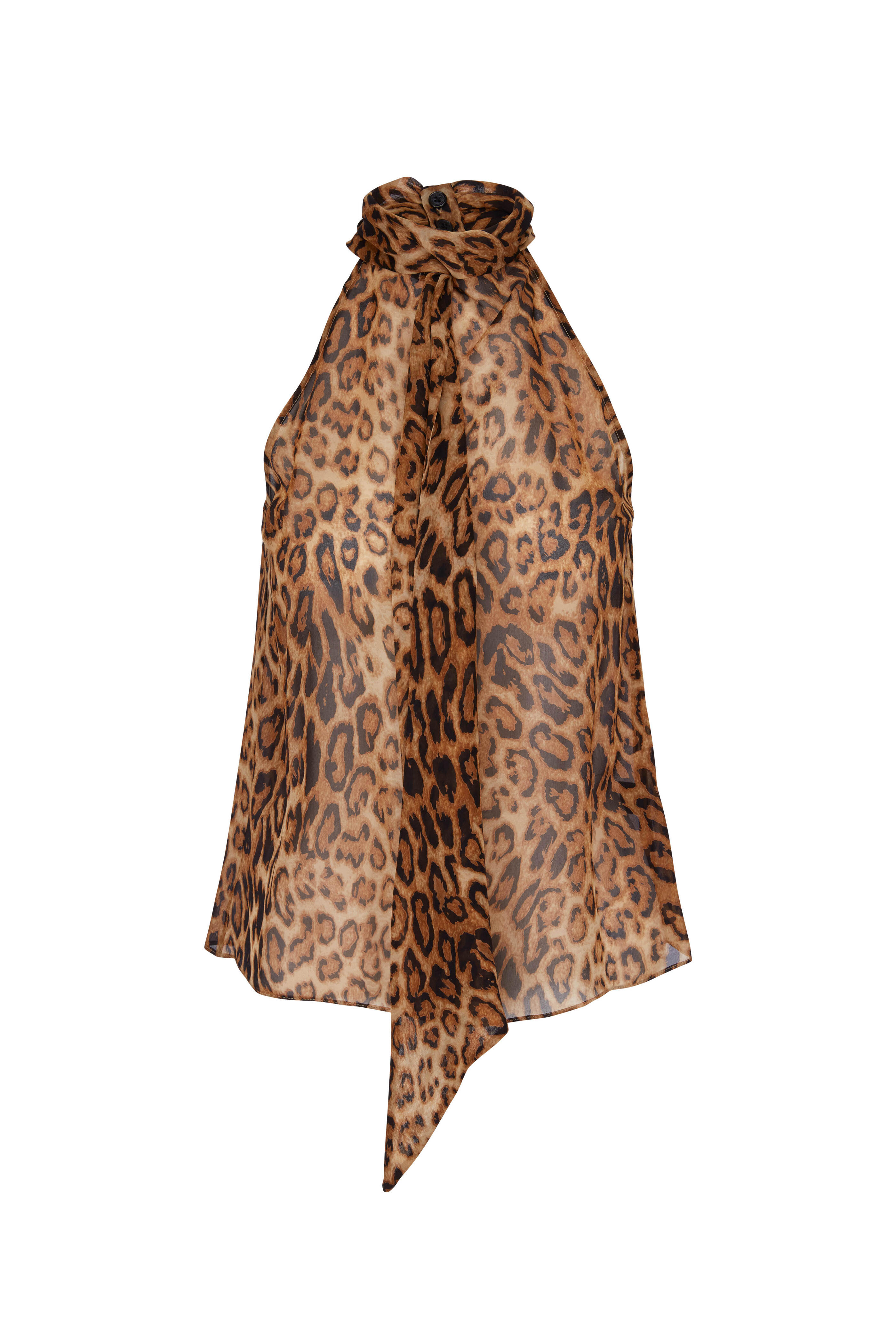 Nili Lotan - Alameda Silk Printed Leopard High Neck Top