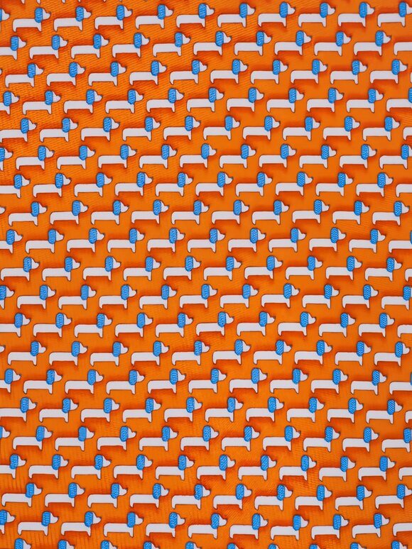 Ferragamo Orange Dachshund Print Silk Necktie - view 3