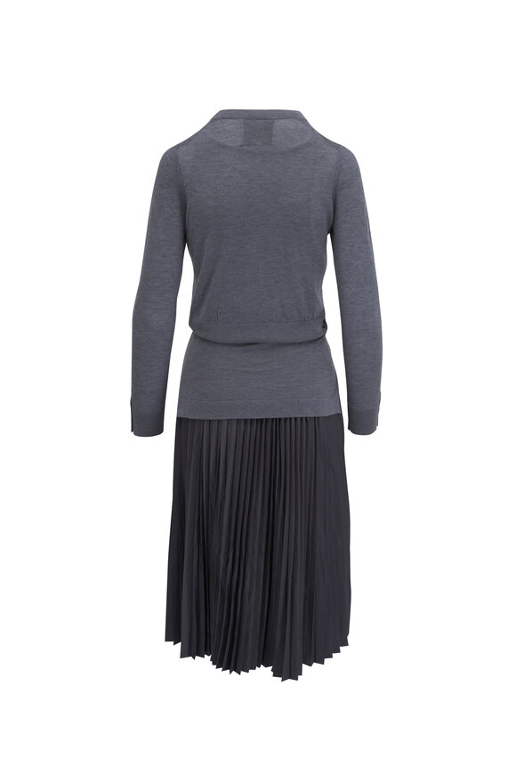 3.1 Phillip Lim - Combo Pleated Tie-Waist Dark Gray Dress 