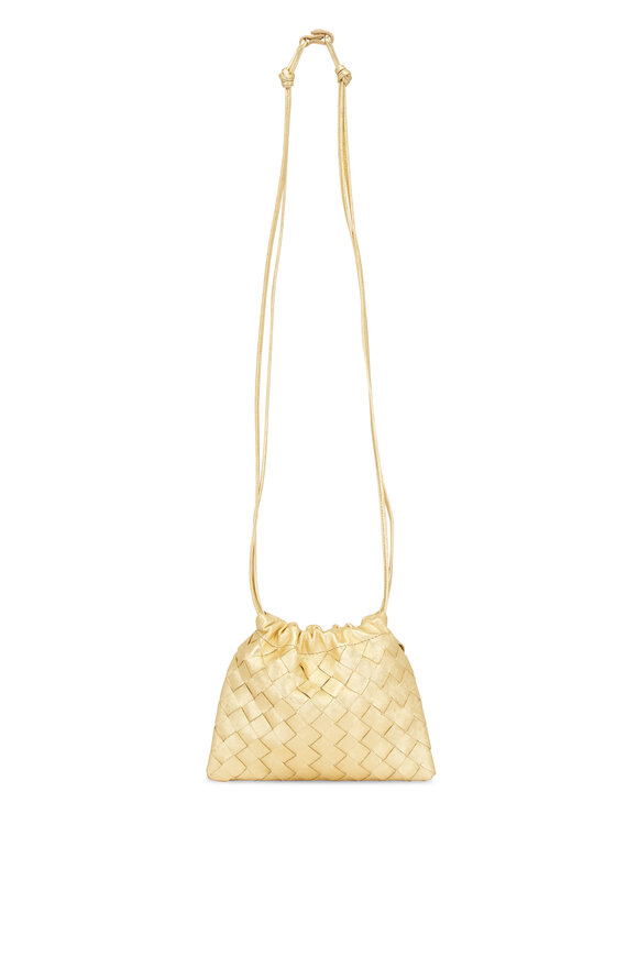 Bottega Veneta Small Dustbag Gold Intrecciato Leather Pouch