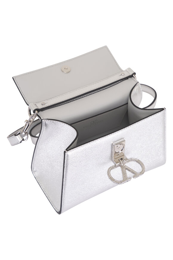 Valentino Garavani Mini Vsling Silver Leather Top Handle Bag - view 7
