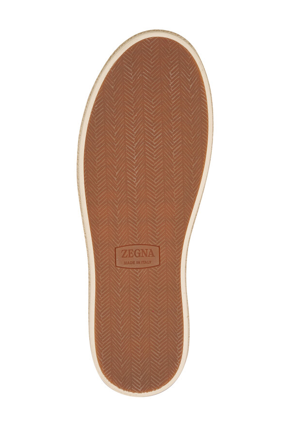 Zegna Triple Stitch Navy Blue Suede Espadrille Sneaker - view 4