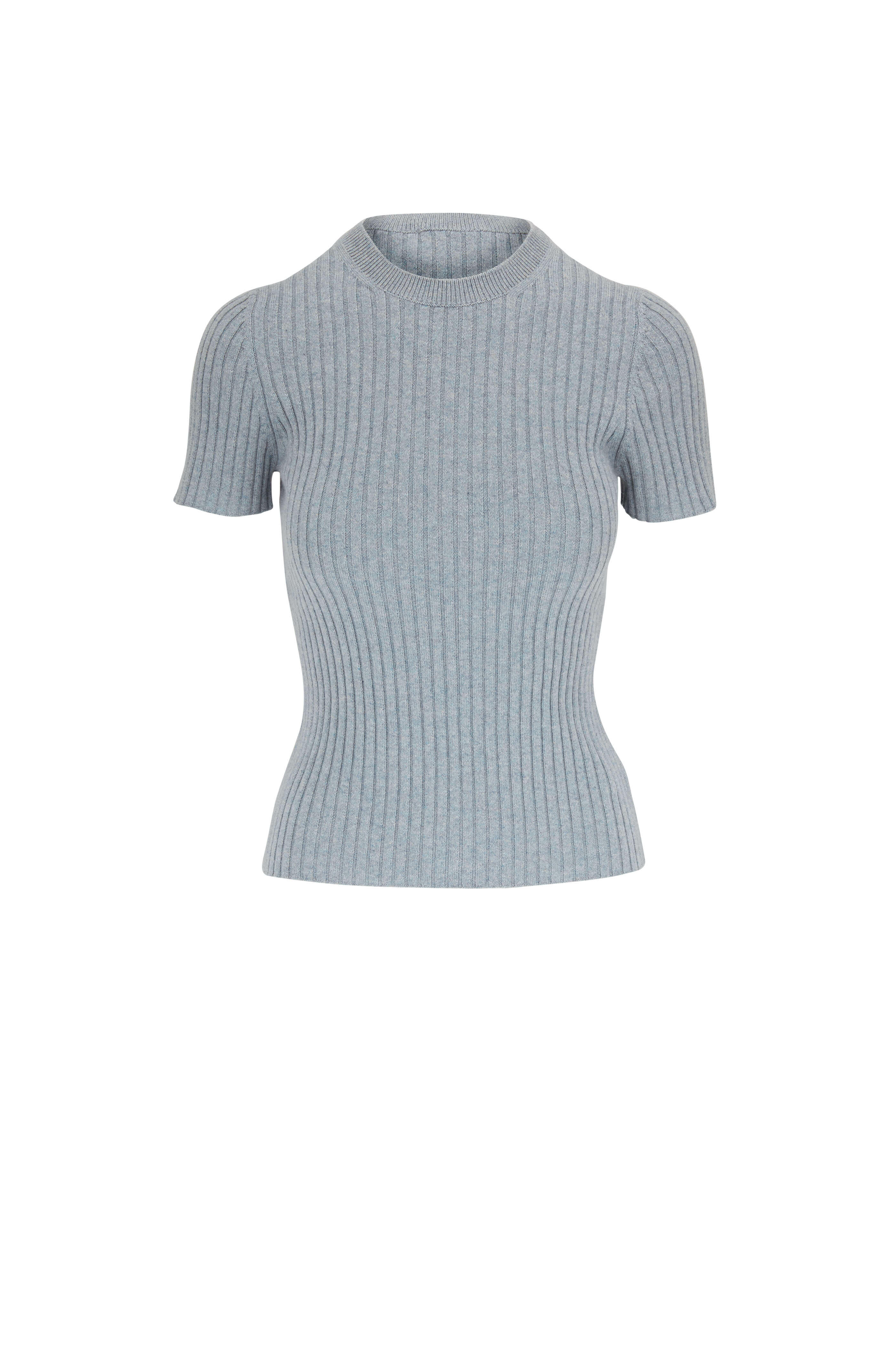 Loro Piana - Light Blue Baby Cashmere Short Sleeve Knit T-Shirt