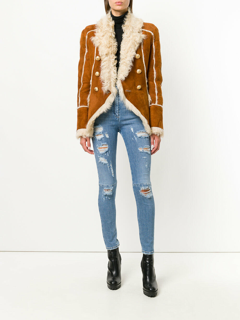 Balmain - Luggage Brown Shearling Jacket