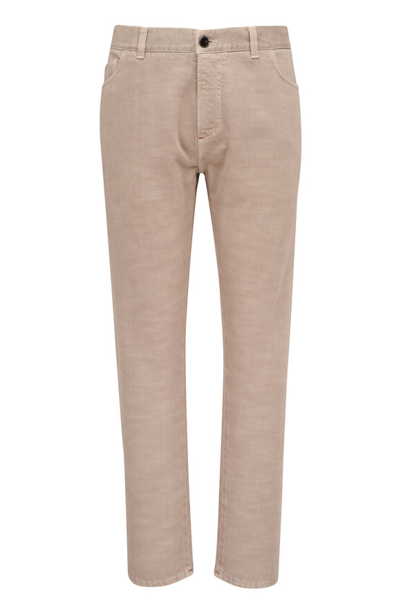 Isaia Khaki Sands Dyed Cotton Twill Pant