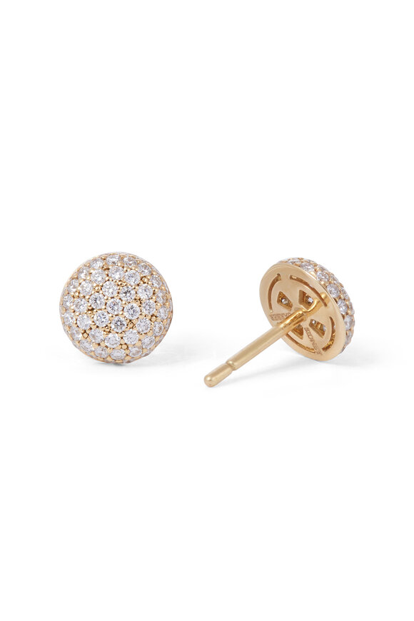 Sidney Garber 18k Gold Perfect Pavé Diamond Button Earrings
