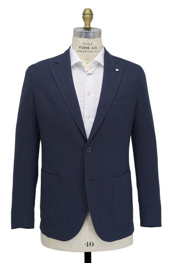 L.B.M. 1911 - Solid Navy Tonal Cotton Sportcoat