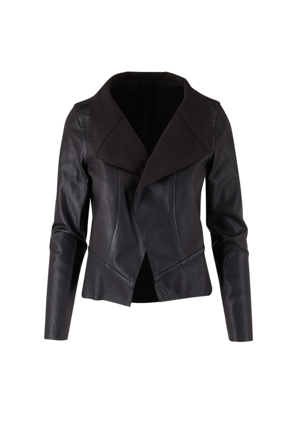 KZ_K Studio Black Draped Leather Jacket