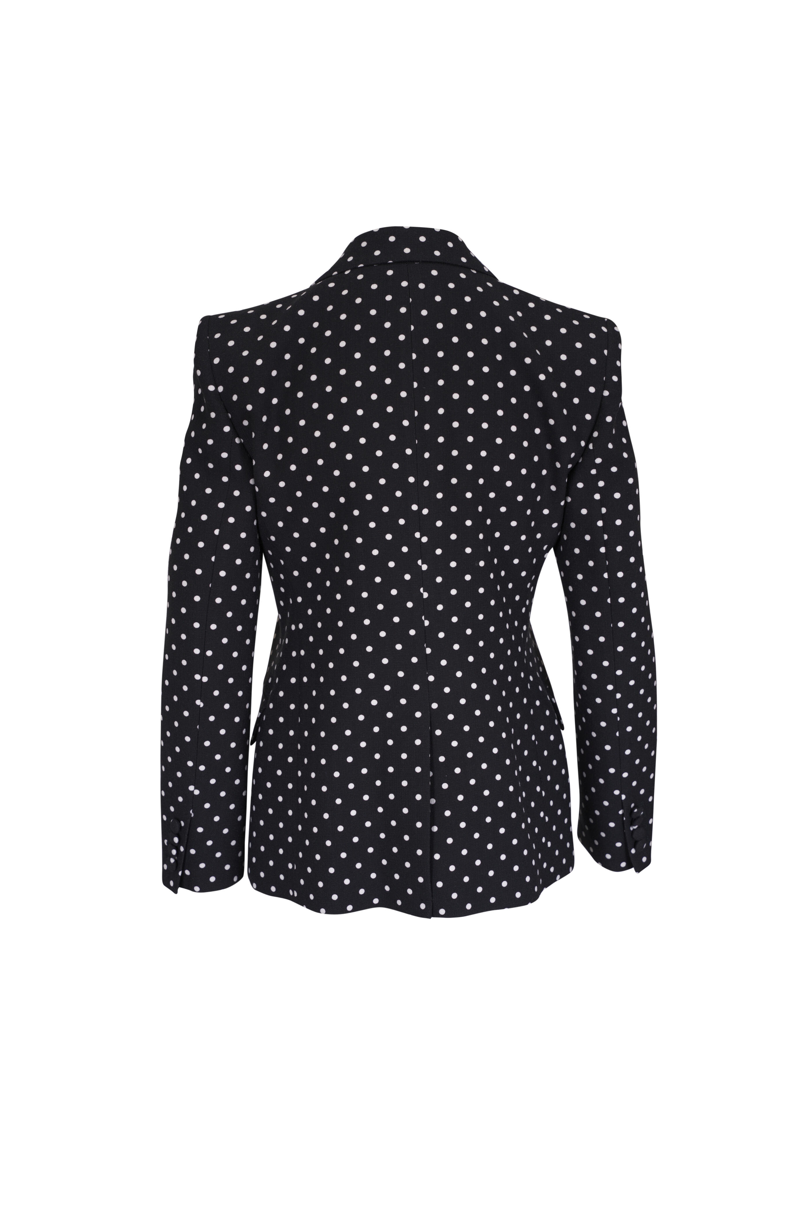 Valentino - Black & White Polka Dot Print Blazer