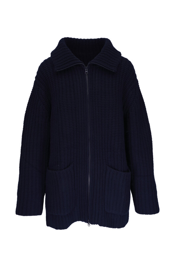 Lisa Yang Majken Navy Zip Cardigan Coat