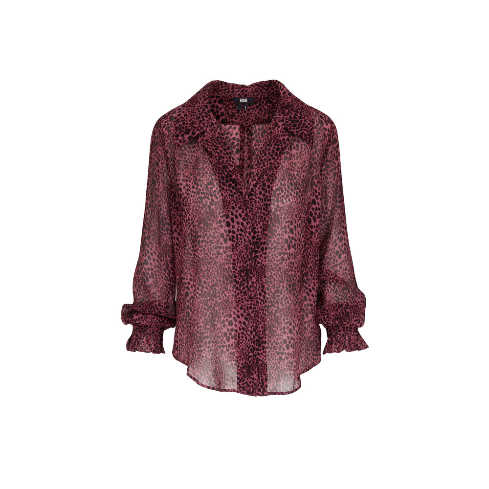 Paige - Ellyn Plum Leopard Print Silk Blouse | Mitchell Stores