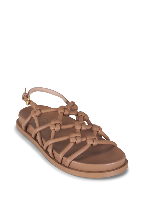 AGL Cristina Knots Cocoa Leather Flatform Sandal
