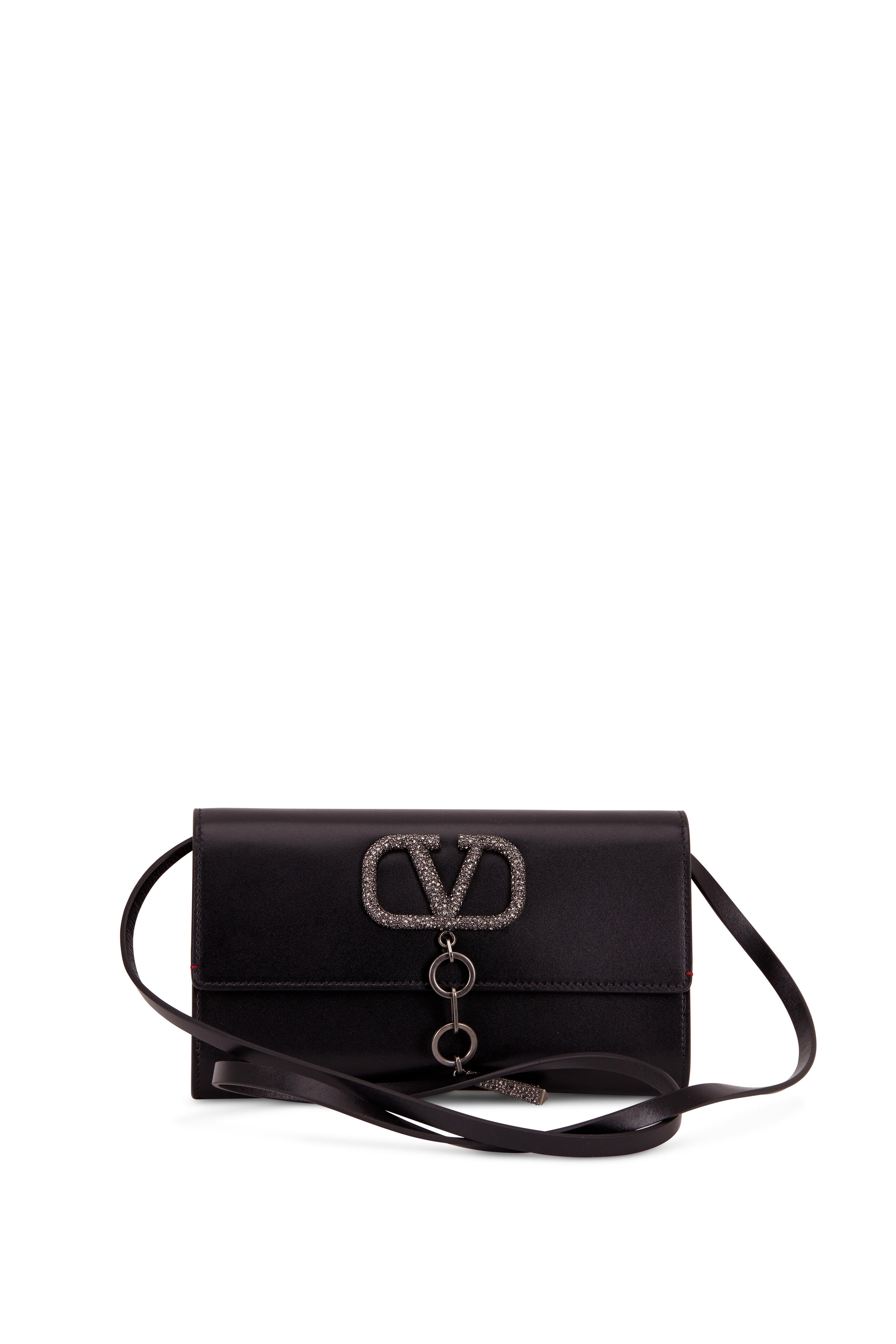 Valentino Garavani - VCase Black Leather Crystal Embellished