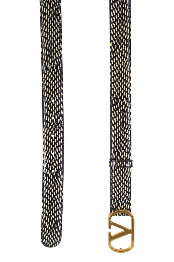 Valentino Garavani VLogo Ivory & Black Embosssed Belt - view 2