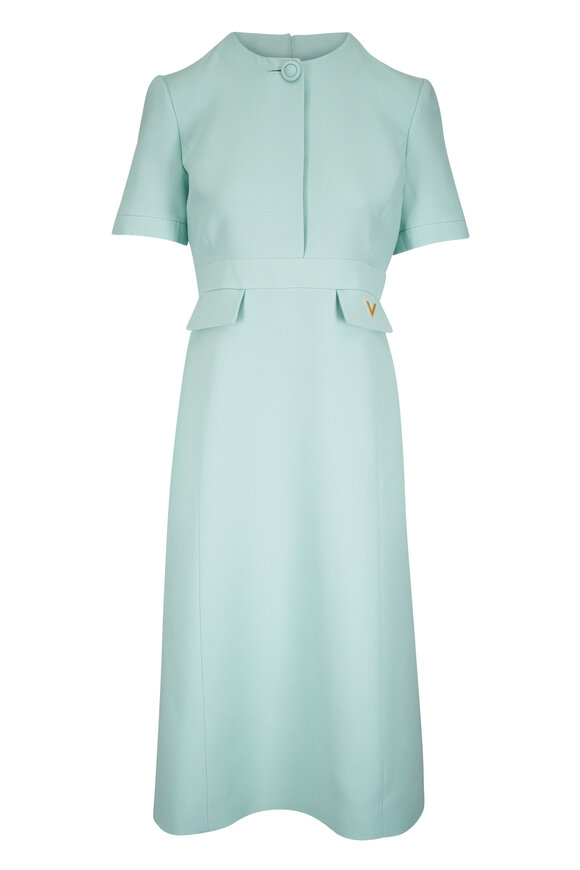Valentino Celadon Wool & Silk Midi Dress - view 1