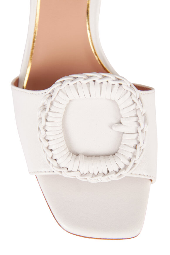 Santoni Corolle White Leather Buckle Mule, 50mm - view 4