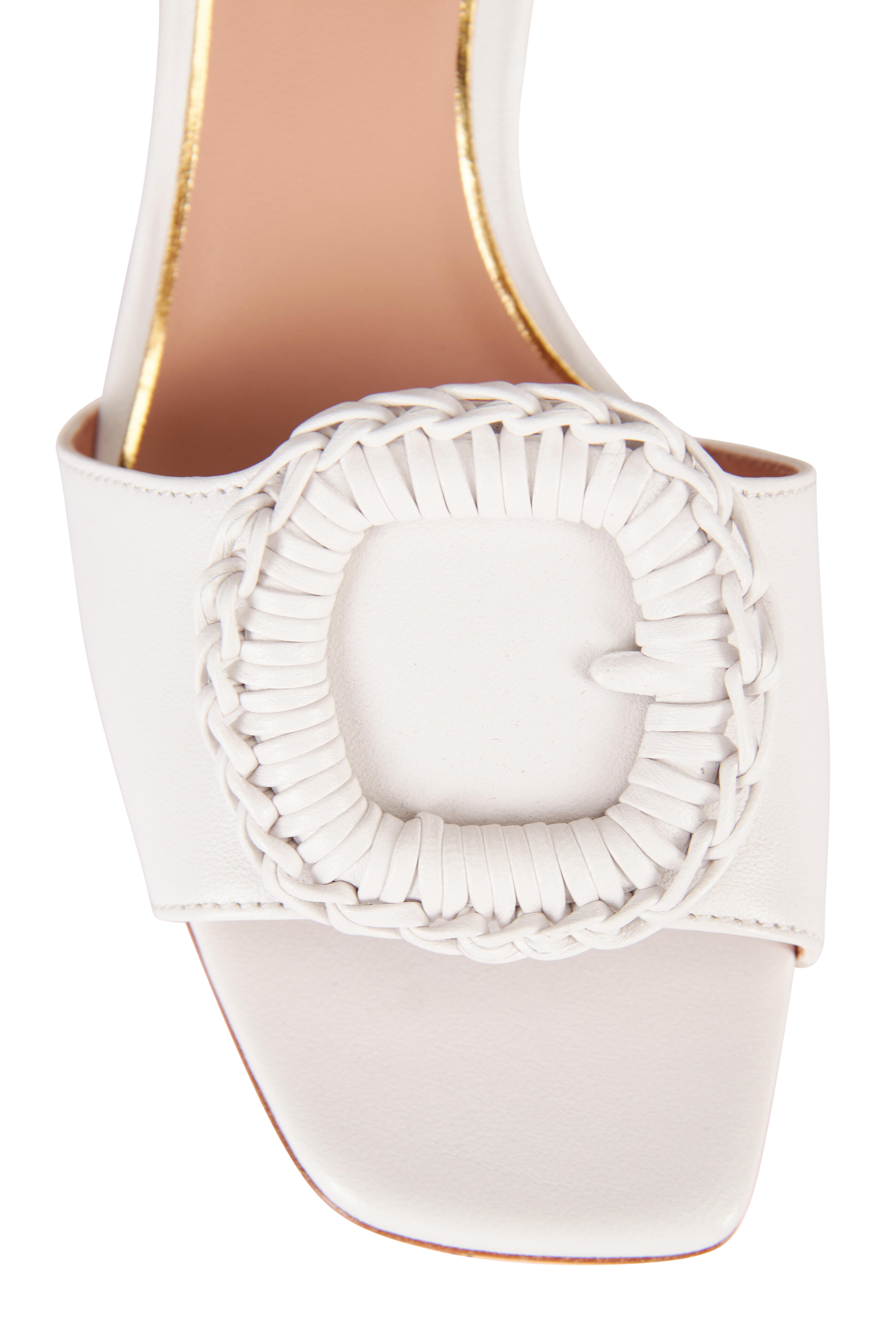 Santoni - Corolle White Leather Buckle Mule, 50mm - view 4