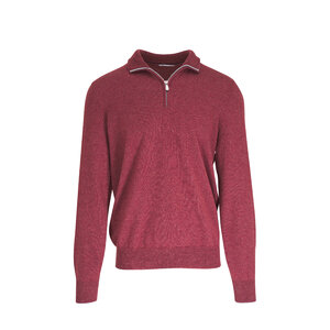 Brunello Cucinelli - Rust Cashmere Quarter Zip Pullover