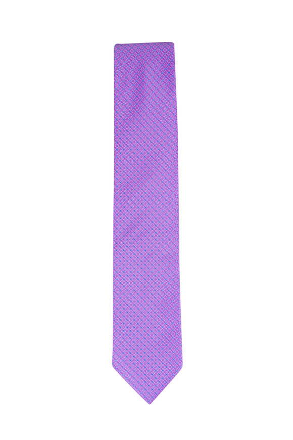 Eton Light Purple Micro Geometric Woven Silk Necktie