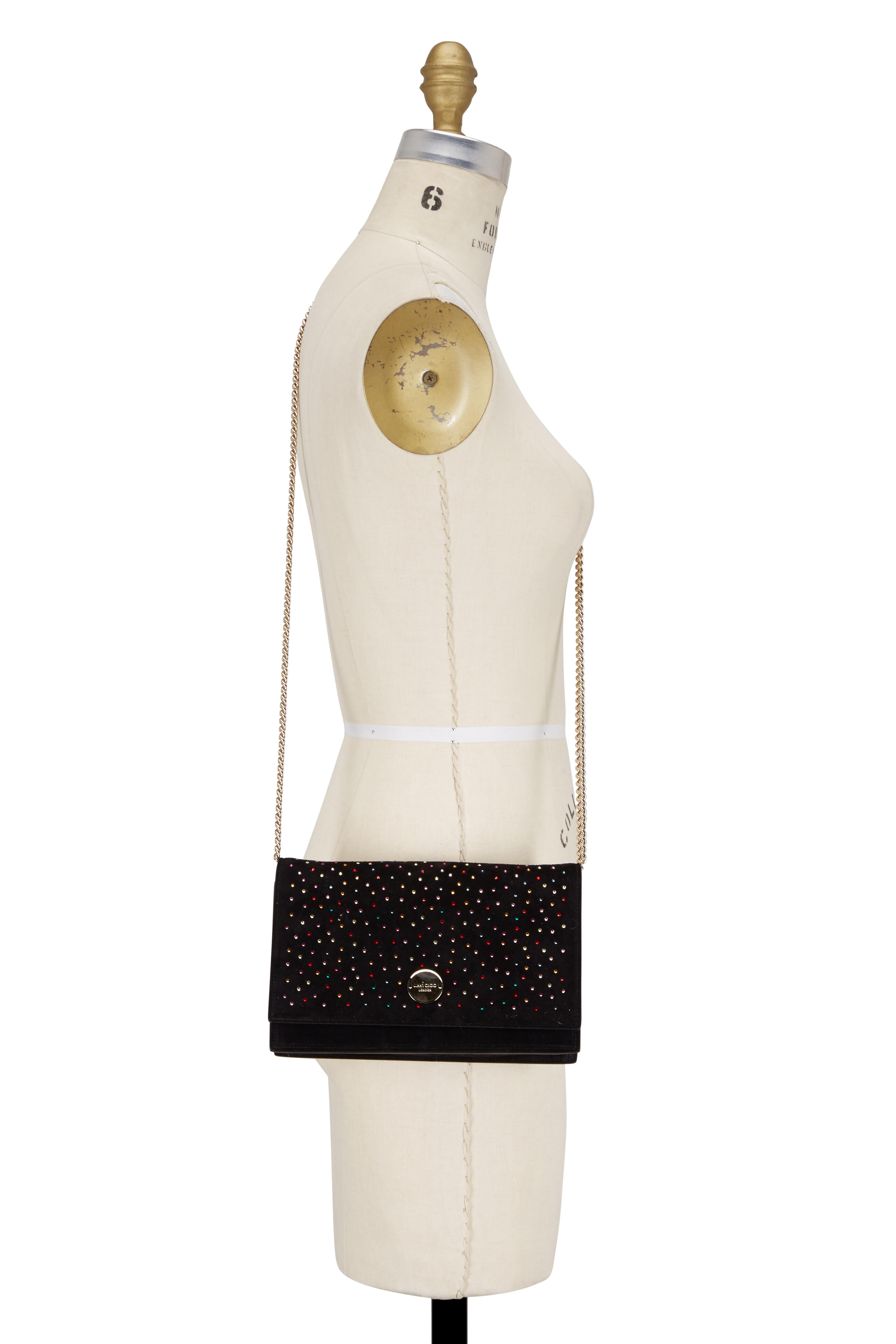 Jimmy Choo - Florence Black Suede Multicolor Crystal Clutch