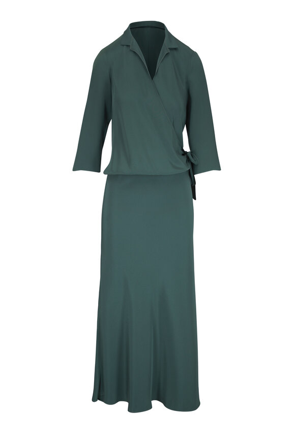 Peter Cohen Sark Forest Green 4-Ply Silk Wrap Dress - view 1