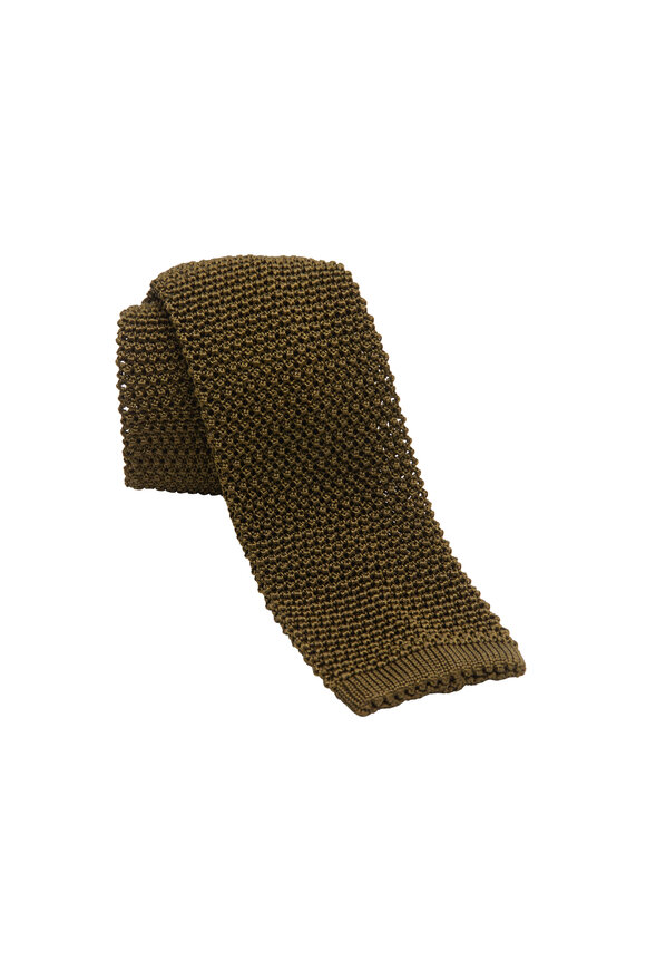 Charvet - Olive Green Silk Knit Necktie 