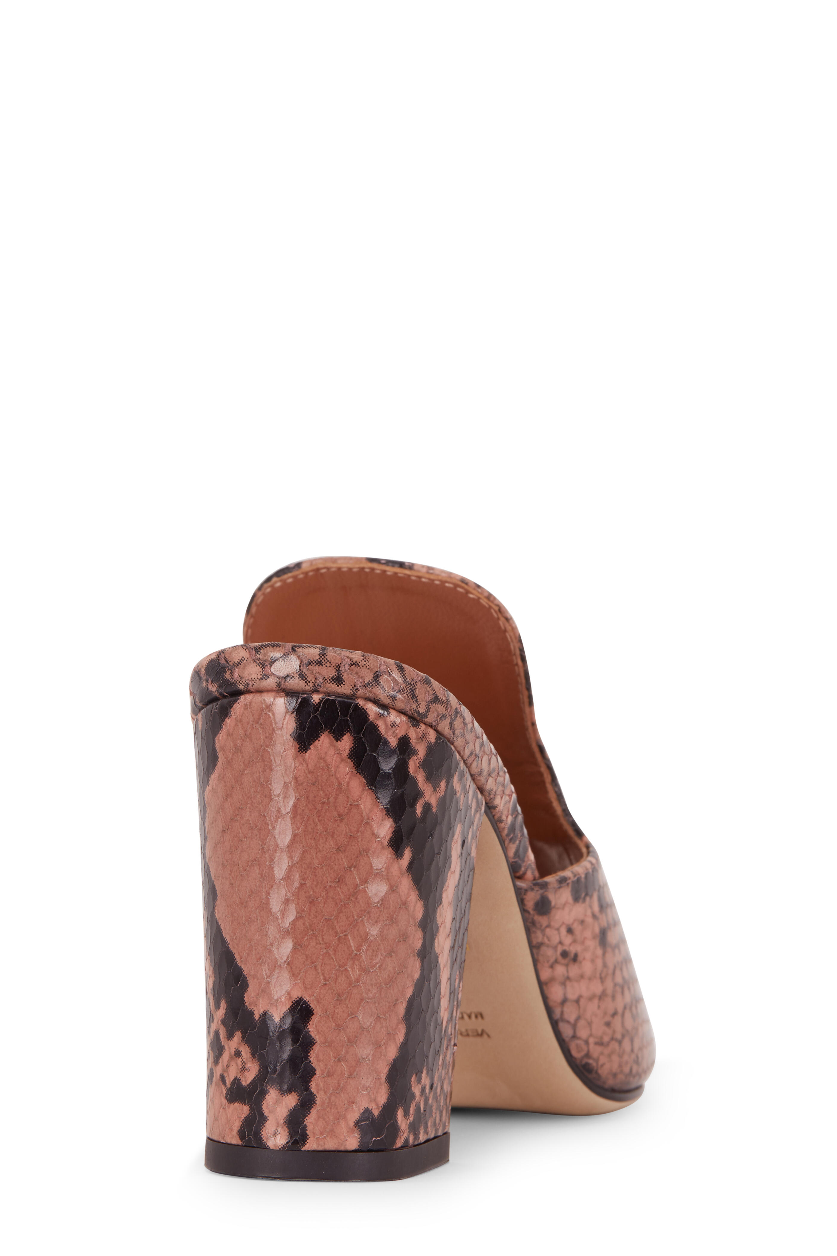 Paris Texas - Blush Python Embossed Chunky Heel Mule, 80mm