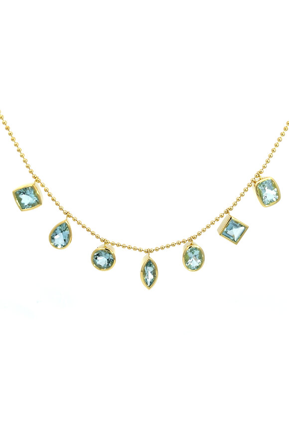 Lauren K 18k Yellow Gold Mixed Aquamarine Ball Necklace