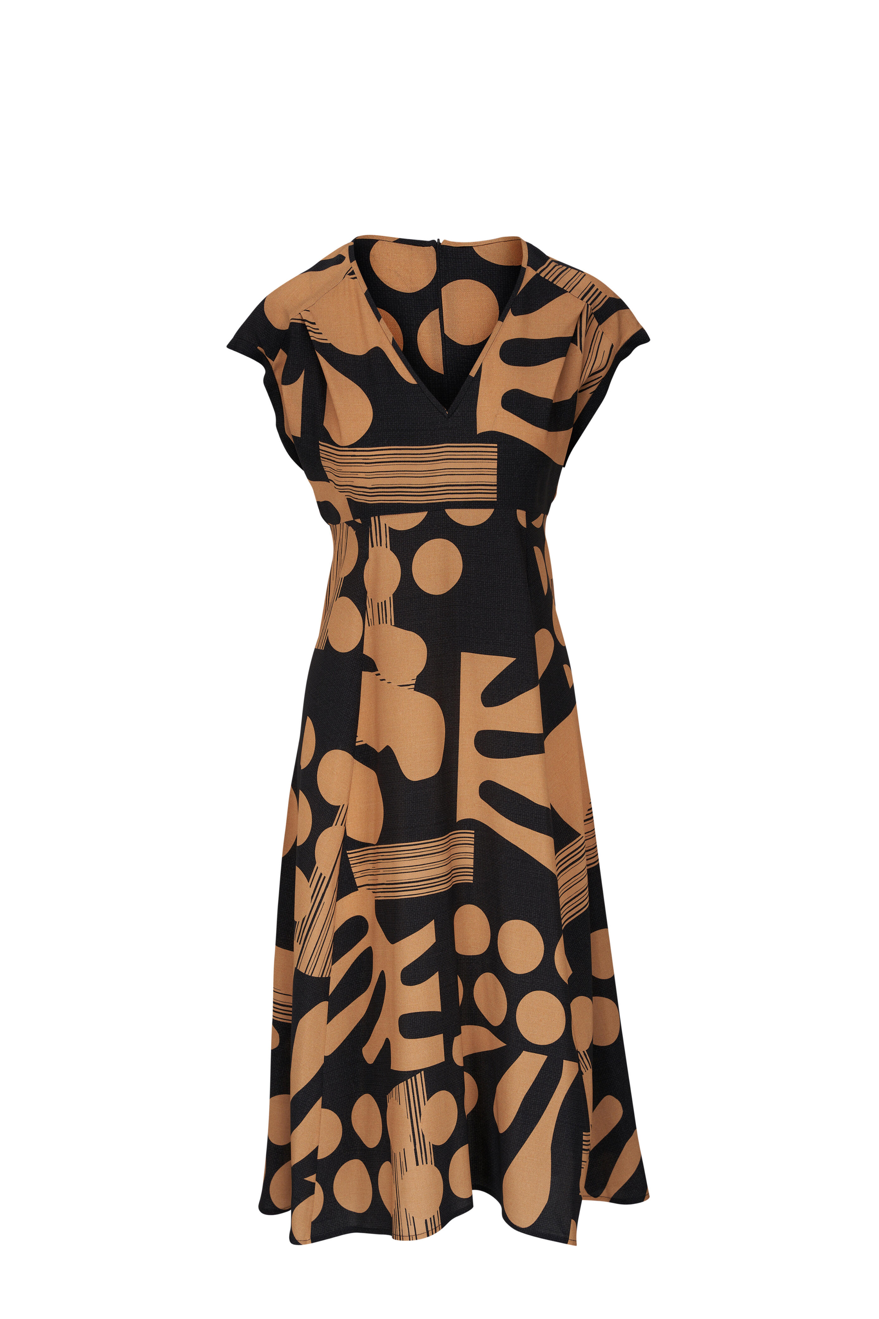 Zero + Maria Cornejo - Ama Camel & Black Stretch Silk Dress
