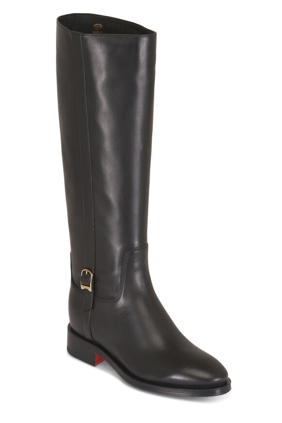 Santoni Black Leather Tall Boot - view 1