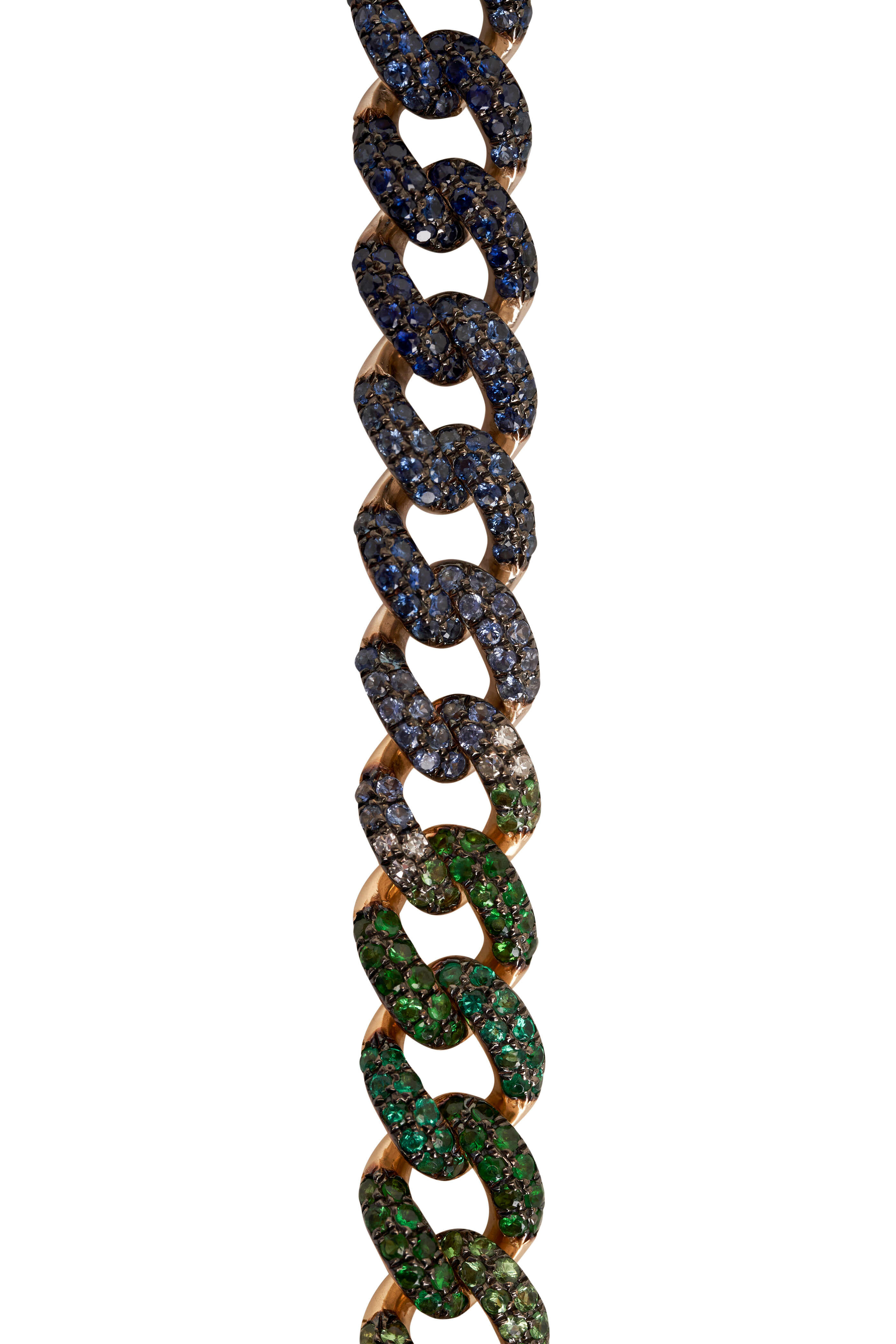 Rainbow Sapphire Cuban Chain Bracelet