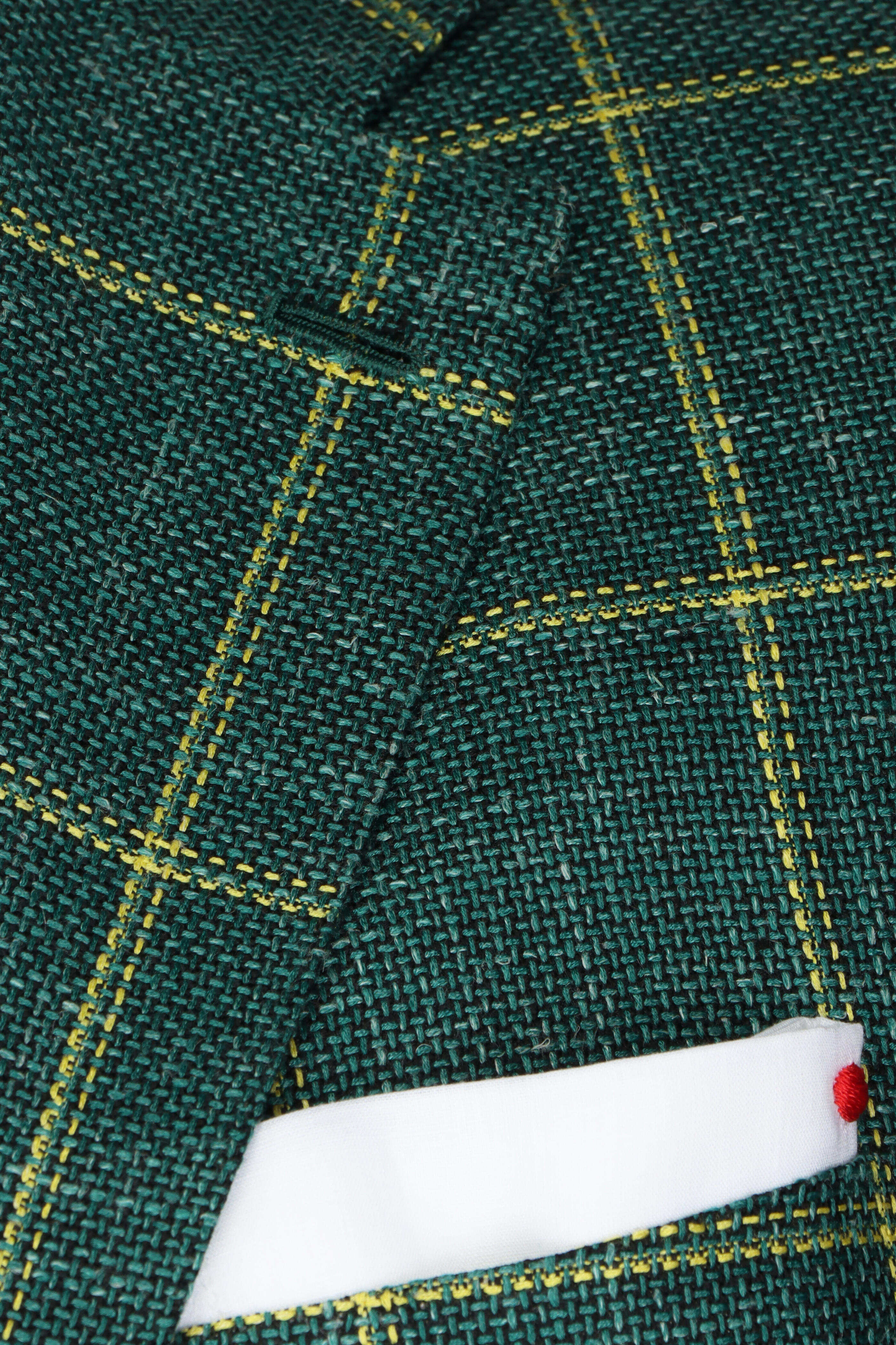 Kiton - Green & Yellow Windowpane Sportcoat