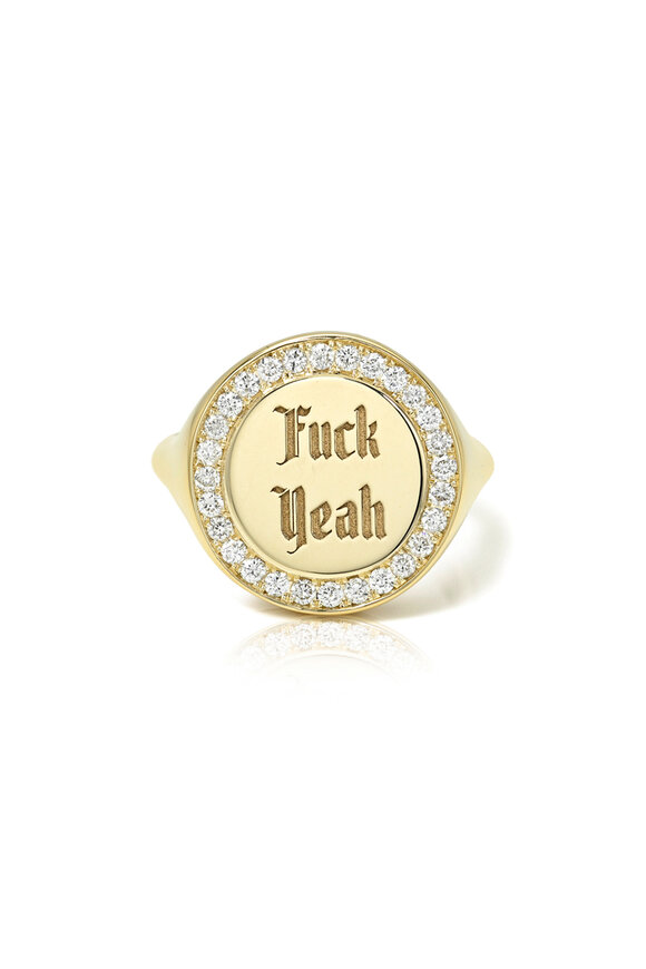 Dru 14k Yellow Gold Diamond Signet Ring - view 1