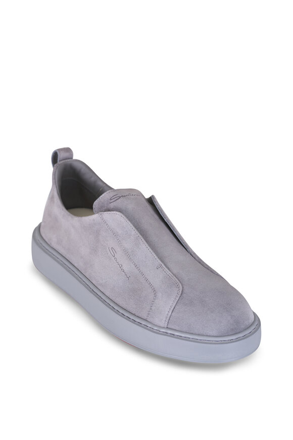 Santoni Victory Gray Suede Sneaker