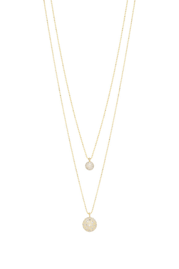 Renee Lewis 18k Yellow Gold Diamond Pave Sphere Necklace