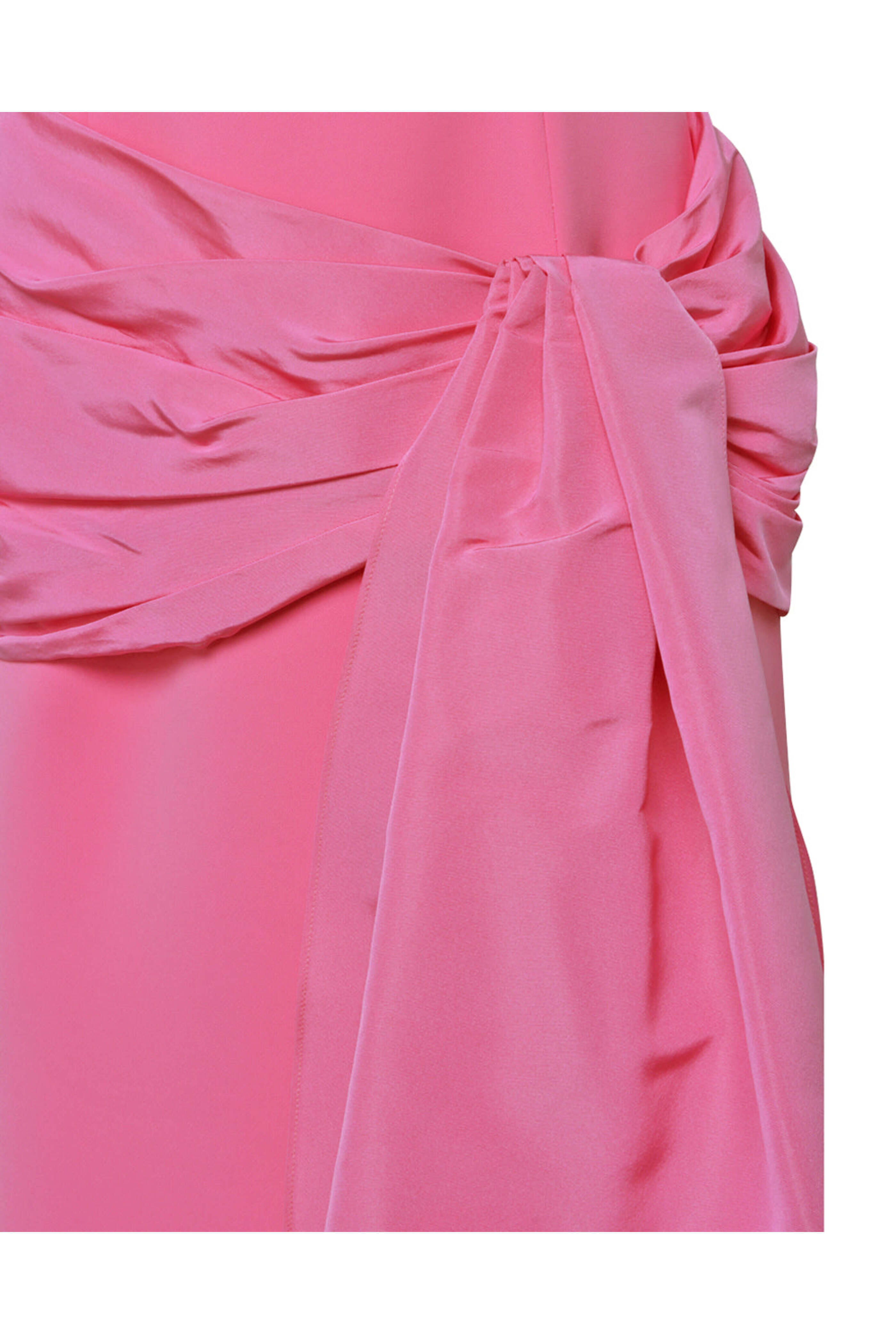 Carolina Herrera - Happy Pink Gathered Sash Column Midi Dress