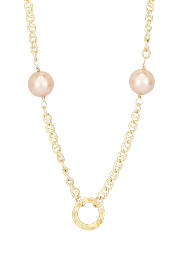Cristina V. Hammered Hoop Pearl Necklace - view 2