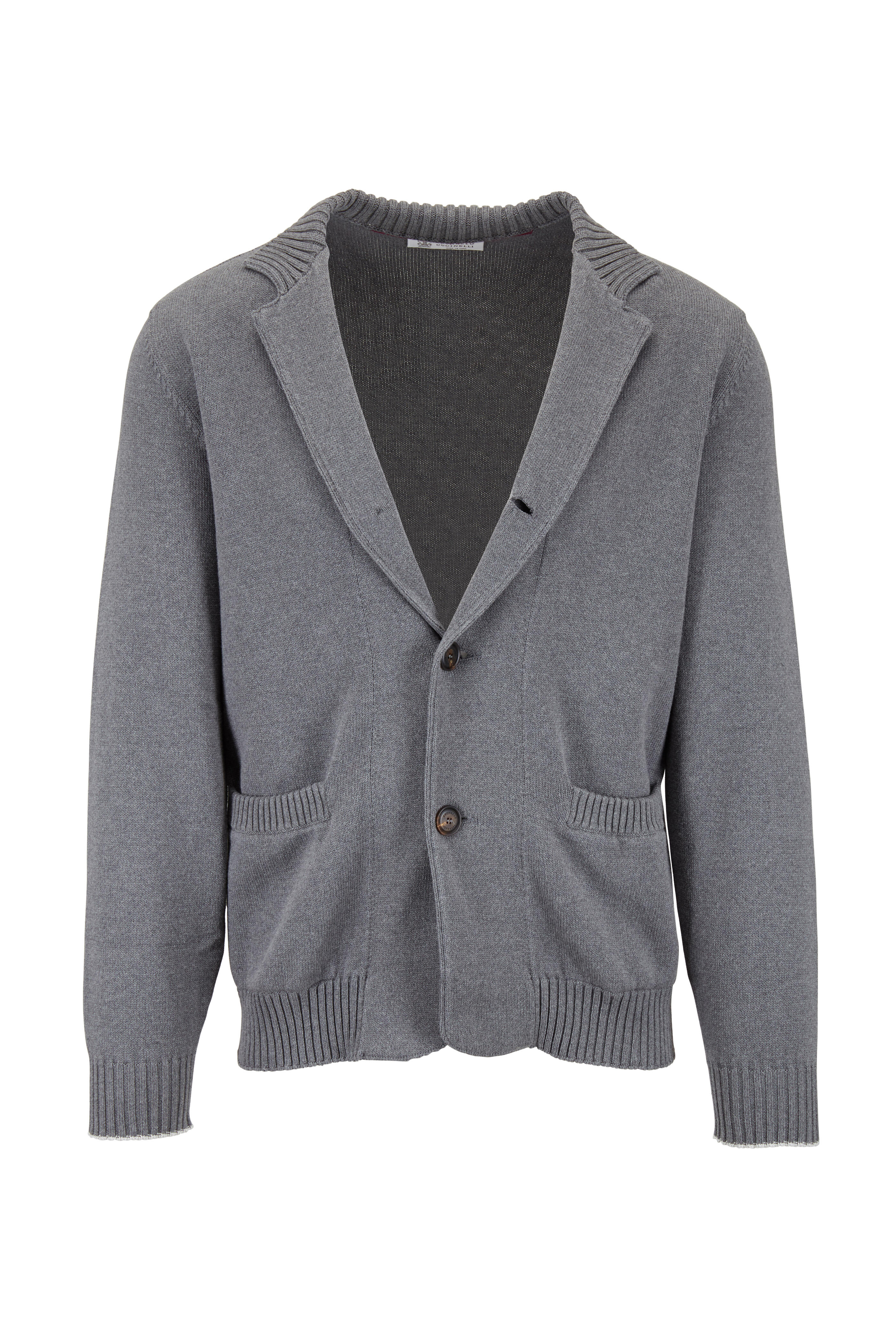 Brunello Cucinelli - Gray Cotton Button Down Cardigan